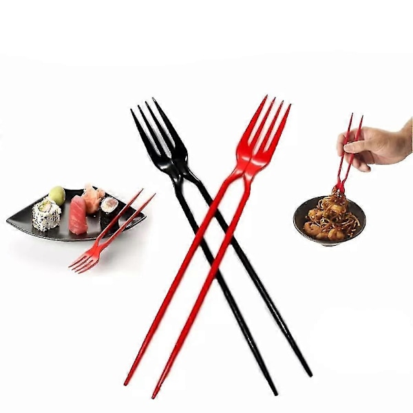 Gaffel-Pindegaffel i én, Chork 24-pakning Gaffel-Pindegaffel Combo (FMY) Black fork chopsticksB 10pairs