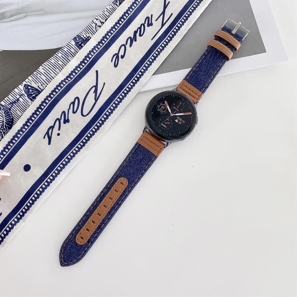 20mm Denim Læder Rem (FMY) Dark Blue