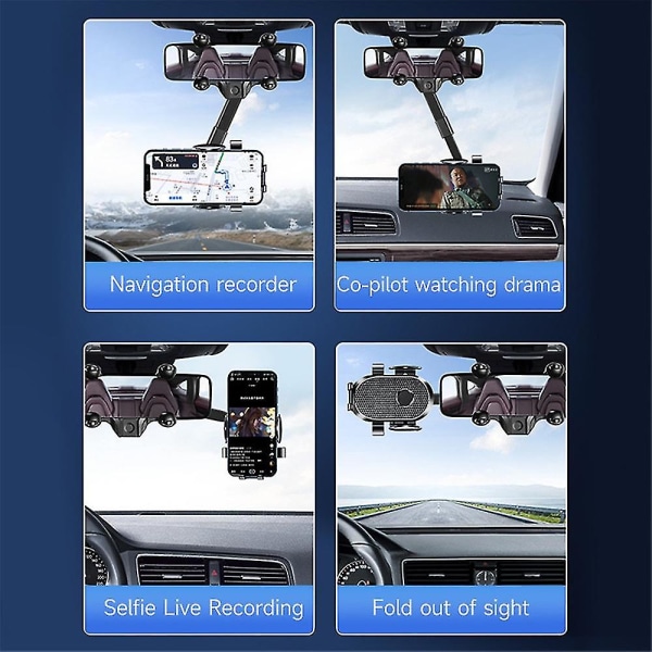 Bilbackspegel Telefonhållare 360 Grader Justerbar Hängande Mobiltelefonfästen Stativ (FMY)