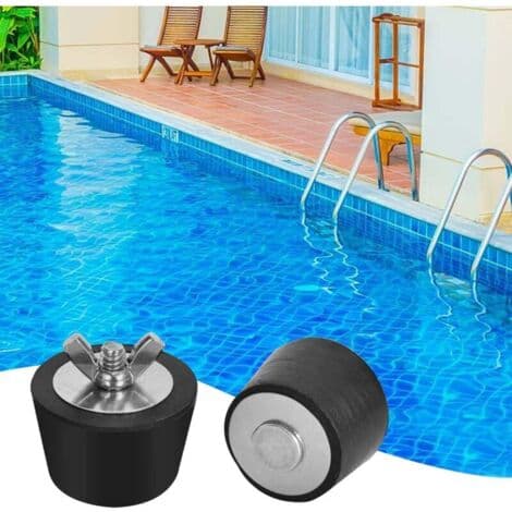 2 gummiproppar för pool, 38 mm vinterpoolproppar, poolproppar med vingmuttrar i rostfritt stål för poolrörkopplingar (FMY)