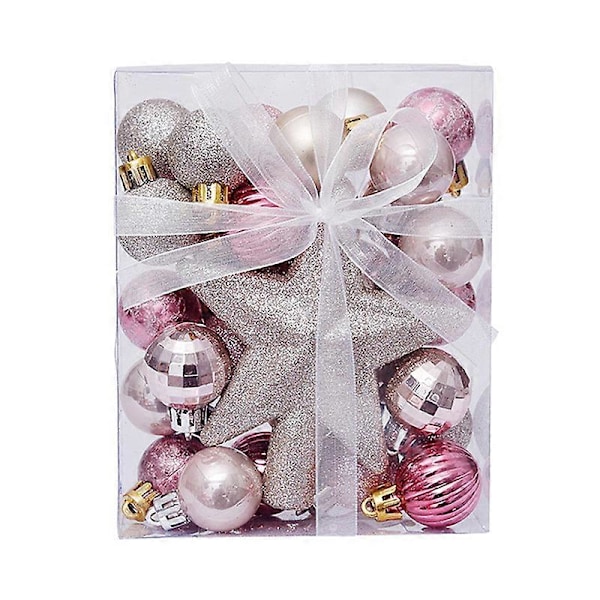 30 stk/sett Julekuler Hengepynt Juletre Ornament Stjerne Topper Noel Navidad Dekorasjon for Hjem Nyttårsgave (FMY) pink Other