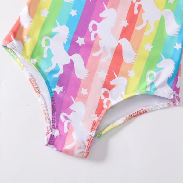 Mermaid Swimsuit Girls One Piece Swimsuit Spa Beach Badkläder --- Colorful Horse Asize 140 (FMY)