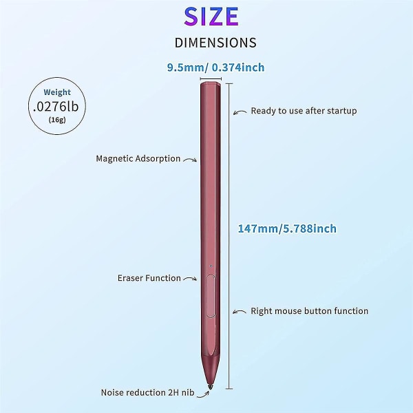 Magneettinen kynäkynä Surface Pro 4.4.5.6.7 Pro X Go 2 Book Latpop 4096 Levels Pressure Palm Reje (FMY)