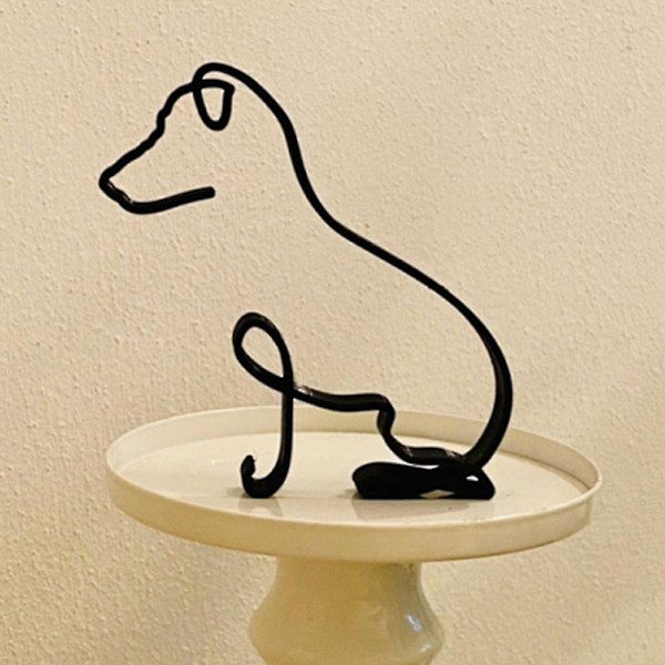 Modern Abstrakt Minimalistisk Metall Hund Skulptur Dekoration Staty Djur Konst Prydnader (FMY) Roseau