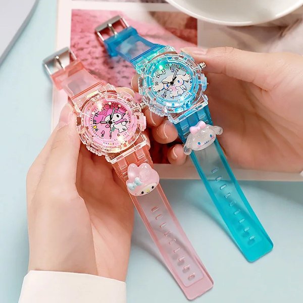 Sanrio luminescence Cinnamoro Kuromi 3D Mönster Barn Armbandsur Sött Armbandsur Tecknat Jul Armbandsrem Barn Present (FMY) Kuromi