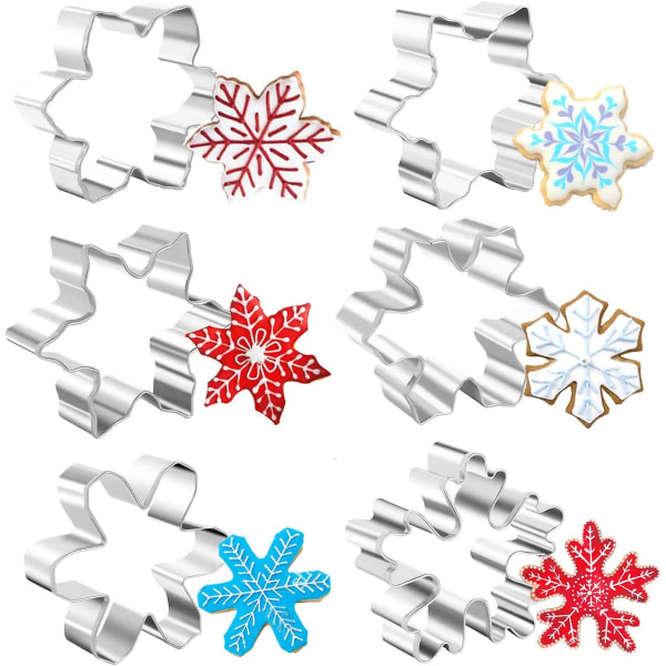 6-delad Snowflake Cookie Cutters i rostfritt stål set (FMY)