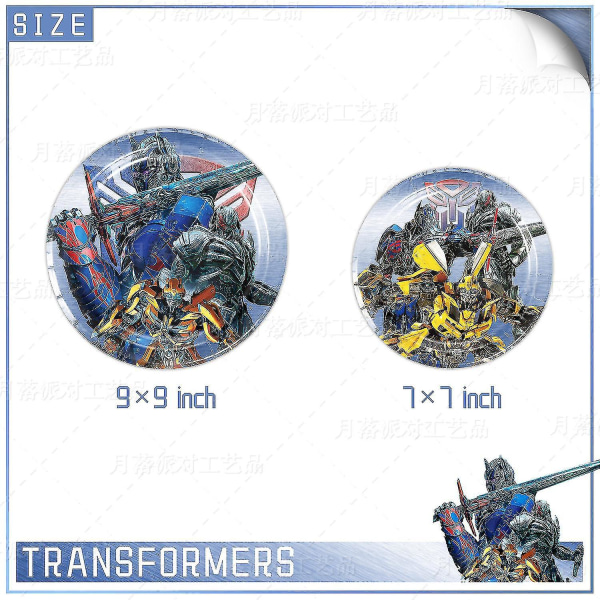 Transformers Kids Party Supplies Optimus Prime Bumblebee Robot -syntymäpäiväkoristelunumero Ilmapallobanneri Kertakäyttölautaset Kupit (FMY) yellow 7pcs-10