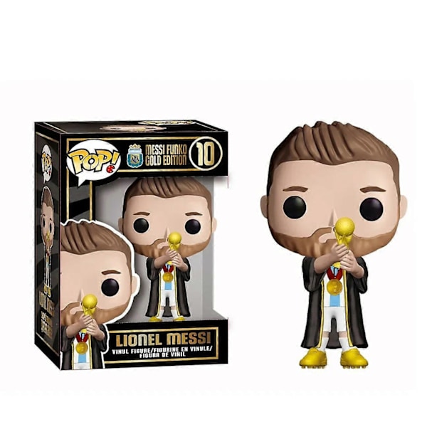 Ny Stil Funko Fotbollsstjärnor Svart Guld Edition Lionel Messi 10# Actionfigurer Samling Statymodell Docka Julgåva (FMY) B W