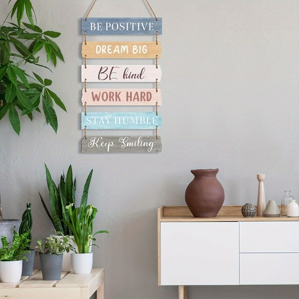 Inspirerande Träskylt Väggkonst Set - Rustik Farmhouse Hängande Skylt Dekor med Motiverande Citat för Kontor, Sovrum och Vardagsrum (FMY) A