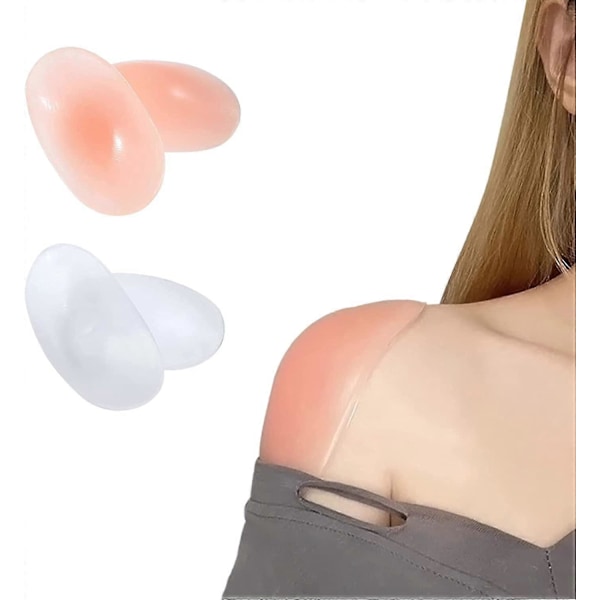 Silikon Skulderpuder, Usynlige Åndbare Skulderstrops Puder Anti-slip Push-up Puder, Genanvendelige Klæbende Skulderforstærkere - 2 Par (FMY) Skin Tone x Transparent
