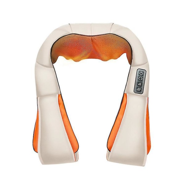 Shiatsu nack- och ryggmassageapparat med lugnande värme, elektrisk Deep Tissue 3d Knådande massagekudde (FMY) Beige