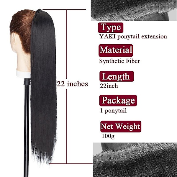 22\" Yaki Suora Vetävä Poninhäntäpidennys Naisille (FMY) black 22inches