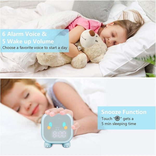 Barnväckarklocka med smartphonekontroll, digital väckarklocka för barnens sovrum, söt dinosaurieväckarklocka Barnsömntränare (FMY)