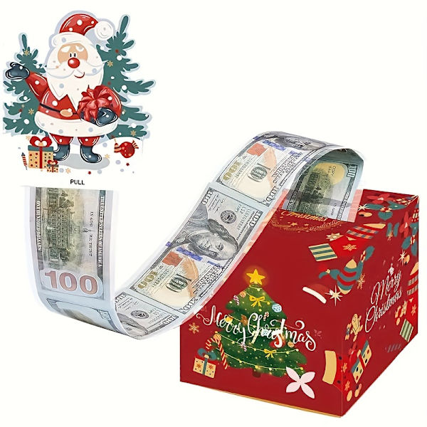 1 stk Festlig Overraskelsespengboks - Papirlaget Kontantgaveutdeler med Julenissens Design, Perfekt for Høytidsfestgaver, Passer for Alder (FMY) 1pc