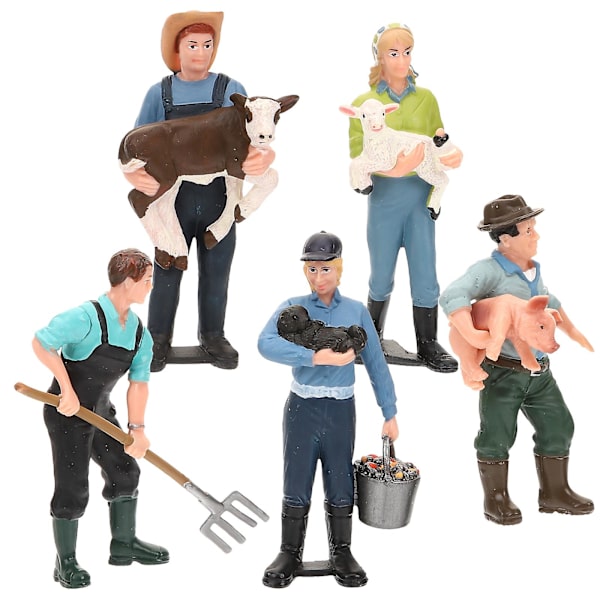 5 stk. Landmand Model Farm Karakter Model Simulering Landmand Miniature Figur Kage Dekoration (FMY) 9.5x4.5cm