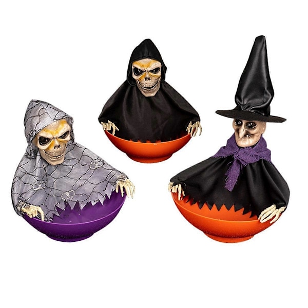 Halloween Slik Skål Slik Skål med Bevægelse Halloween Slik Skål Spøgelse Frugt Skåle med Lysende Øjne (FMY) As Shown