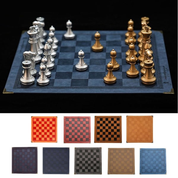 Pu læder skakbræt Klassisk skakspil tilbehør Foldebræt skakspil (FMY)