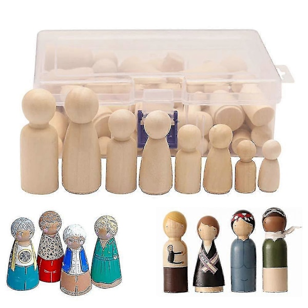 Träfigurer, 50 st DIY Träfigurer Dockor, Humanoida Marionetter Barnleksaker Manliga och Kvinnliga Dockleksaker Hantverk Konst & Hantverk, 4 S (FMY)