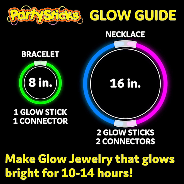 Festtilbehør 50pk - 8 tommer Glow In The Dark Lysende Pinde Festgaver, Glow Party Dekorationer, Neon Party Glow Halskæder Og Glow Armbånd  (FMY)