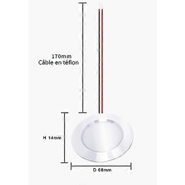 Mini LED-spotlight för infälld montering, håldiameter 55 mm, diameter 68 mm, kompakt 3W DC12V, IP54-klassad, för badrum, kök, möbler (aluminium, naturvit 4000K) (FMY) style5876