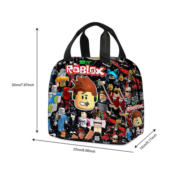 Roblox Lunchväskor Isväska Termisk Isolerad Kylare Studenter Barn Cartoon Lunchbox Bento Påse (FMY)