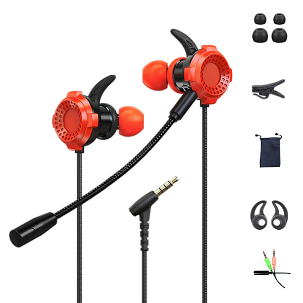 G7 Universal 3,5 mm kablet gaming in-ear-hovedtelefon med mikrofon til telefon/computer (FMY) Red Updated Version*