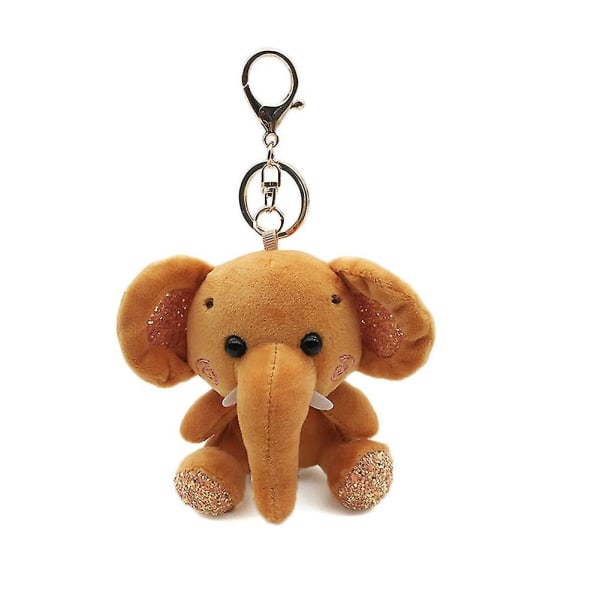 Sinknap Mini Elephant Plysch Uppstoppad Dockhänge Nyckelring Nyckelring Hållare Väska Dekor (FMY) Brown
