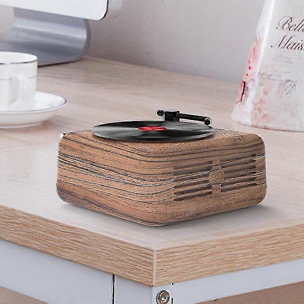 Levy soitin, kannettava vinyylilevy soitin sisäänrakennetuilla kaiuttimilla, klassinen vinyylilevy soitin (FMY) Wood Color