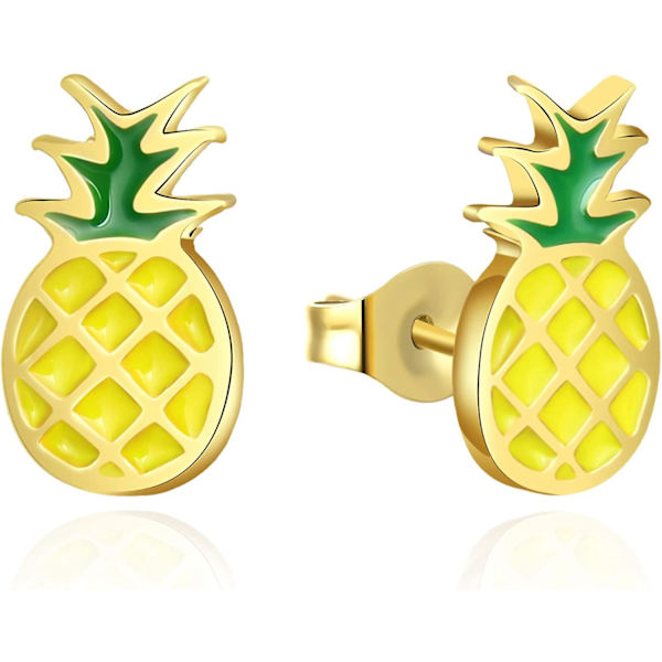 Søte ananas ørepynt i gull, hypoallergeniske, for tenåringsjenter (FMY)