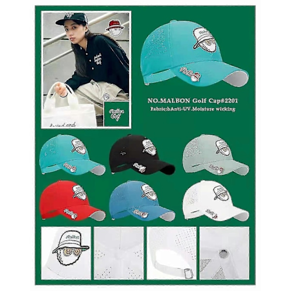 2023 Malbon Golfkeps Med Mark Sport Ventilation Golfhattar För Män Och Kvinnor Unisex (FMY) White