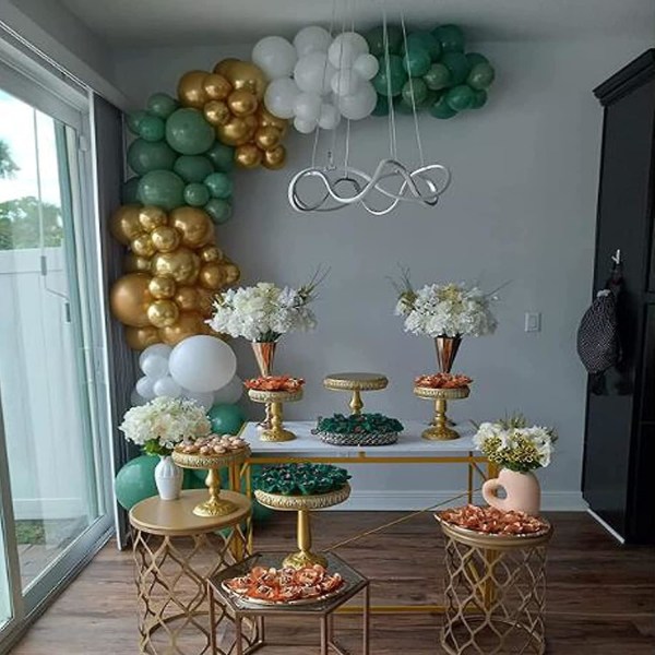 Guld vit ballonggirlandersats, 102 st Festdekorationskit innehåller guldvita konfettiballonger Metalliska ballonger Ballonggirlandremsor för födelsedag