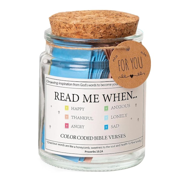 Bible Verse Jar Read Me When Bible Verses Jar Daily Prayer Hope Jar with 90 Verses Christian Gifts for Women Men  (FMY)