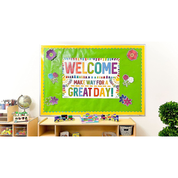 Klasseværelsesdekorationer - velkomstbanner og plakat til lærere - opslagstavle og vægdekoration til førskole, grundskole og mellemskole (FMY)