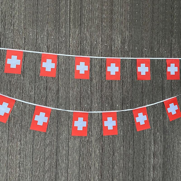 20 st/set   Schweiz    Vimpel Flaggor Vimpel String Banner  Schweizisk Flagg Vimplar Festival Festlig Semester  (FMY) Camouflage 14 by 21cm 20pcs