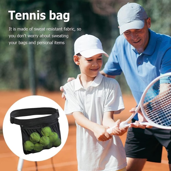 Tennisboldholder Justerbar tennisbold-taljetaske - Svedtæt Oxford-klud mesh-boldpose Pickleball-træningsholdertaske (FMY)