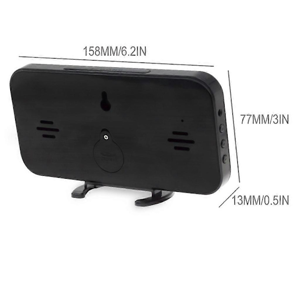 Digital väckarklocka med spegelyta, dubbla USB-portar och LED-display för kontor och hem (FMY) Black and Blue