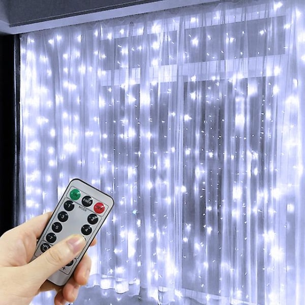 Joulu USB LED -verhovalosarja Festoon LED -valot Jouluvalojen koristeet 2024 Juhla- ja hääkoristevaloverho (FMY) White 3x3M