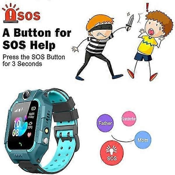 Smartwatch för barn med GPS, HD-samtal, röstmeddelanden, vattentät, fjärrkontroll, foto (FMY) blue