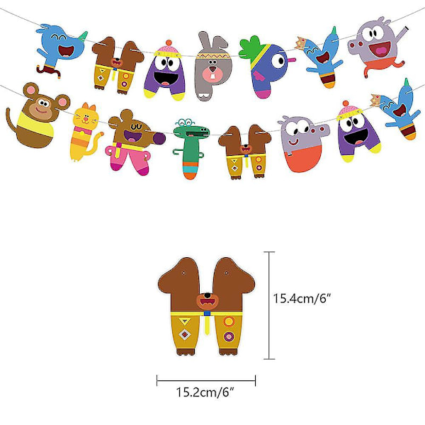 Hei Duggee -aiheinen syntymäpäiväjuhlatarvikesarja - Ilmapallot, banneri, kakunkoriste, cupcake-koristeet (FMY)
