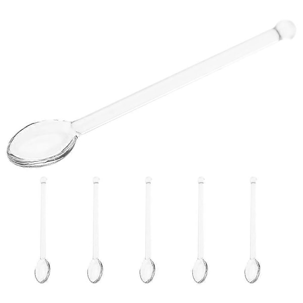 Gjennomsiktig Glass Skje: 6 stk Røreskjeer Klare Cocktail Skjeer Espresso Teskjeer Dessertskje for Te Kaffe Cocktail Melk Hjemmefest (FMY) Transparent 13.00X2.00X1.30CM