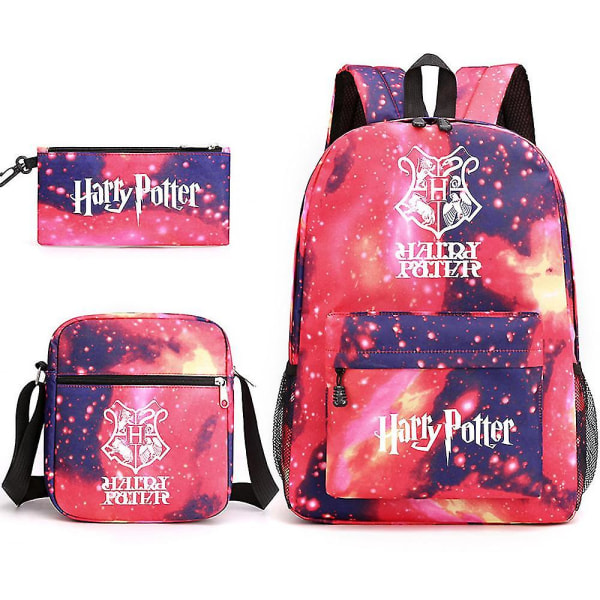 Børne Harry Potter tredelt skoletaske trykt udendørs rygsæk med stor kapacitet #2 (FMY) star red
