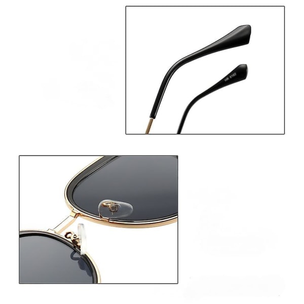 Retro Square Pilot Solbriller For Damer Menn, Stor Frame 70s Uv400 Protection Solbriller-svart (FMY)
