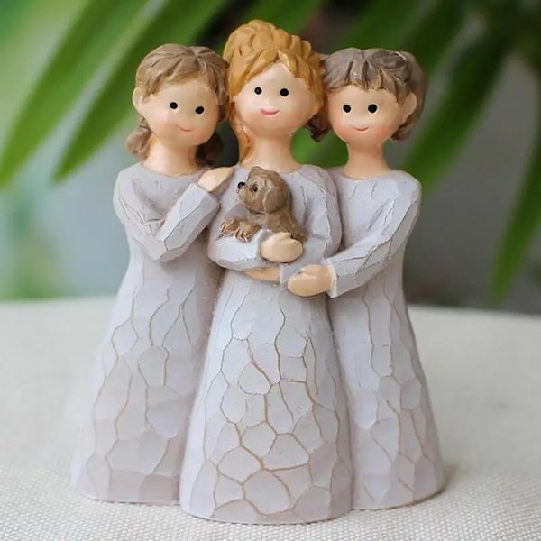 Tre Søstre Statu Vennskapsstatu Harpiks Søsterfigur For Bestevenn Kvinne Samling Kunst Håndverk Bordskulptur For (FMY)