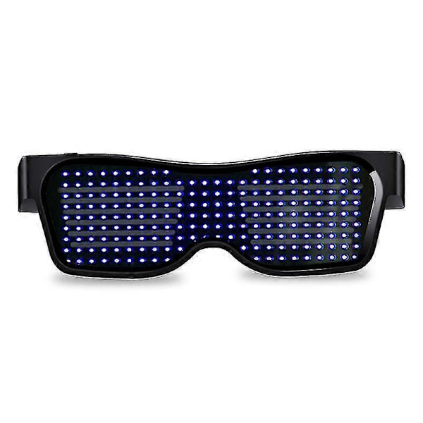 App-styrda LED-festglasögon med anpassade språk, USB-laddning, blinkande lysande glasögon, julkonsertglasögon D_o  (FMY) BLUE