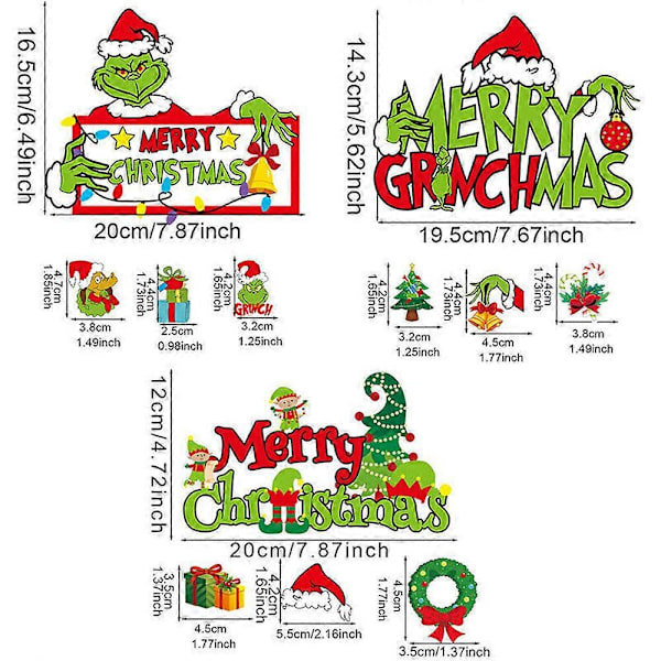 God Jul Trähängande Grinch Stjäl Julen Ornament Julgran Dörrdekoration Rolig Skylt Hempresent (FMY) C
