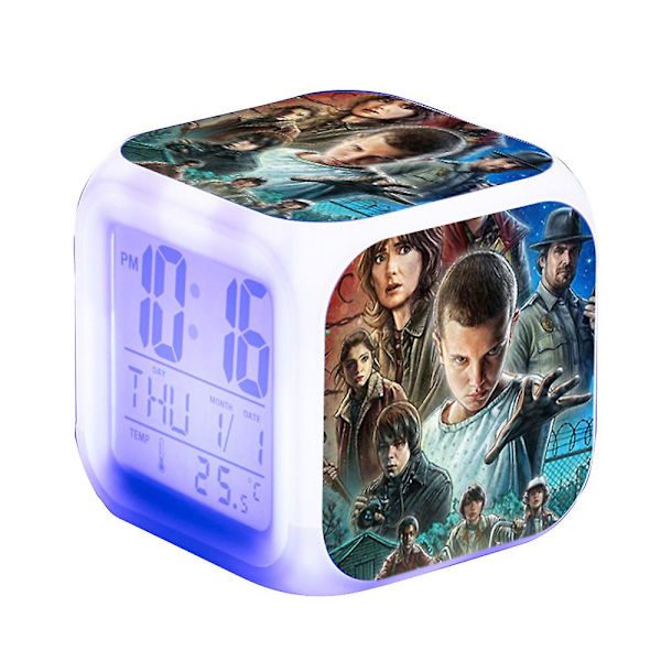 Stranger Things 4 Digital Väckarklocka 7 Färgade LED-Nattlampor Rum Dekoration Fans Presenter (FMY) B