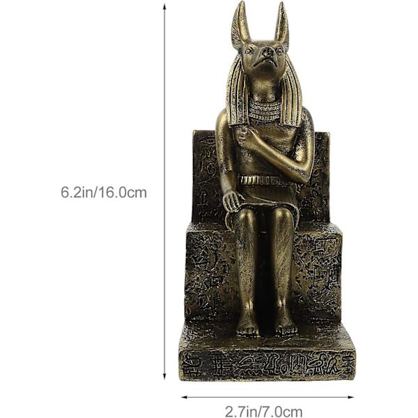 Egyptisk Anubis Hund Siddende Figur - Harpiks Skulptur (FMY)