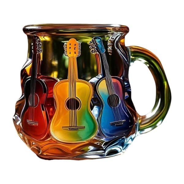 Gitarrkaffemugg Musiktema Lättviktig Unik Multifunktionell Kaffekopp för Kontor Vardagsrum Hylla Studio Gitarrälskare (FMY) Style A