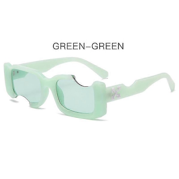 Hip-hop Neliö Aurinkolasit Naiset Miehet Off Notch Reikä Design Valkoiset Aurinkolasit Siniset Naiset Vintage Shados Silmälasit UV-suoja_LL_a05 (FMY) Jelly Green