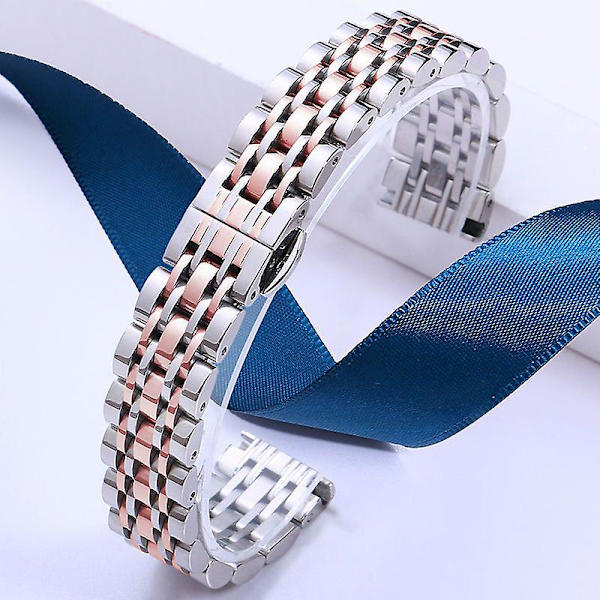 Armband för Garmin Lily 2 Klocka 7-Pärlor 14mm Rostfritt Stål Ersättningsrem (FMY) Silver Rose Gold